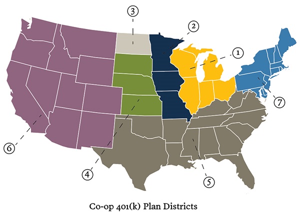 Map of Co-op 401(k) districts